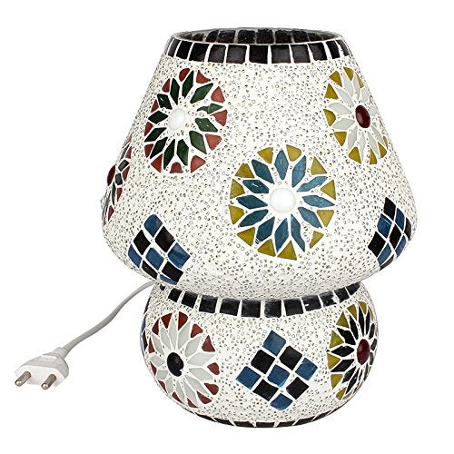 earthenmetal Glass Mosaic LED Mushroom Shaped Table Lamp - 9 Inches Height, 50W, Handcrafted Home Decor Lighting (Pack of 1) - Image 3
