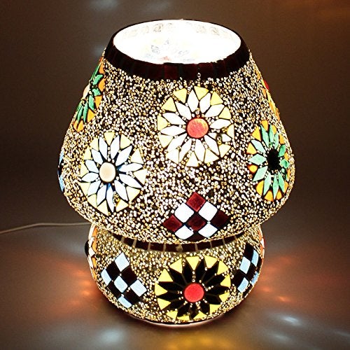 earthenmetal Glass Mosaic LED Mushroom Shaped Table Lamp - 9 Inches Height, 50W, Handcrafted Home Decor Lighting (Pack of 1) - Image 2