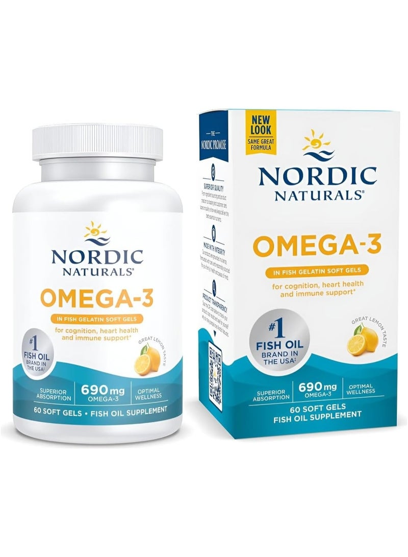 NORDIC NATURALS Omega-3 In Fish Gelatin Softgels, 60 Softgels - Image 1