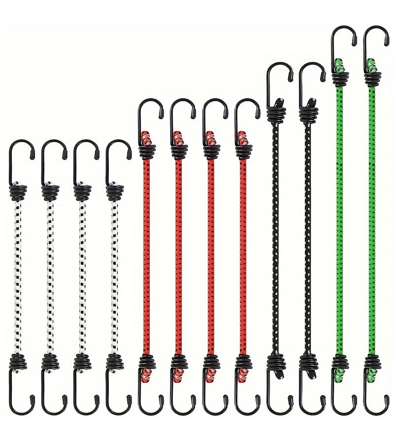 Red Silicone Bungee Ropes 6 Pack 39.37 Inch Heavy Duty Multi Purpose Elastic Straps with Hooks for Luggage Camping Tent Bicycle Rack - Image 1