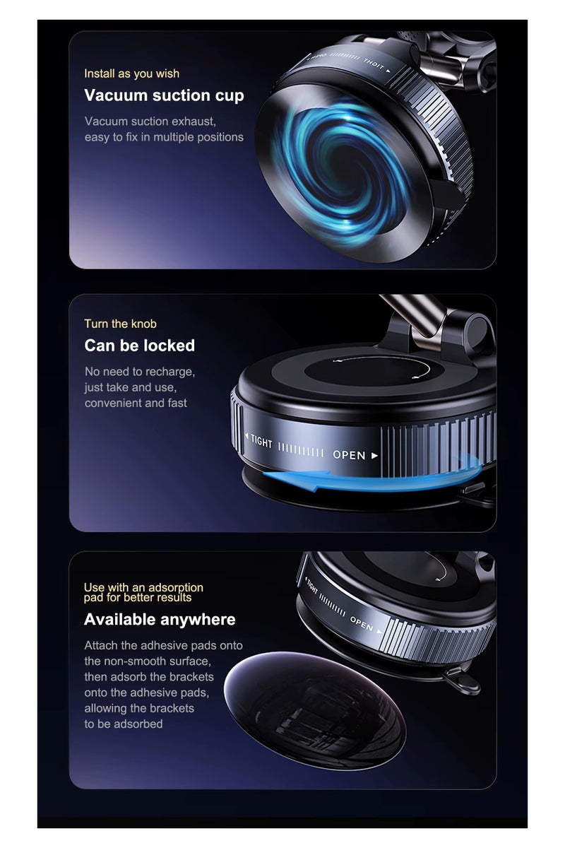بيتشو حامل هاتف شفط مفرغ، حامل هاتف محمول ذكي للسيارة، حامل مغناطيسي عالمي للامتصاص المفرغ، إصدار عادي مستقر (النوع C) - Image 4