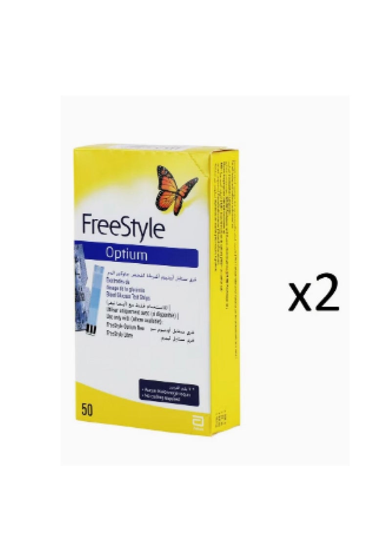 Abbott FreeStyle Optium Blood Glucose Meter Strips Set of 2 50 Pieces  - Image 2