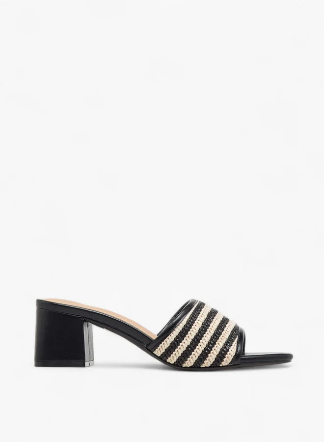 Flora Bella By Shoexpress Women's Textured Slip-On Sandals with Block Heel