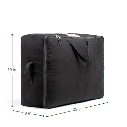 VeraMia Soft Canvas Storage Bags with Zipper. Thick Breathable, 2pc King/Queen Comforter Organizer. Four Carrying Handles and Window. Large 25x19x9in Bag for Sheets Blankets Bedding Pillows, Clothes (Black) - Image 3