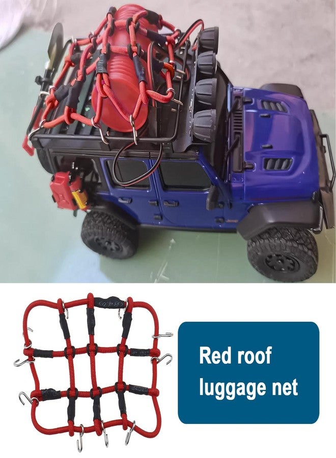 SING F LTD Remote Control Car Roof Cargo Net Compatible with Axial Gladiator Bronco 1/24 RC Crawler Elastic Car Accessories with Hooks 6.5 * 8CM, Red - Image 2