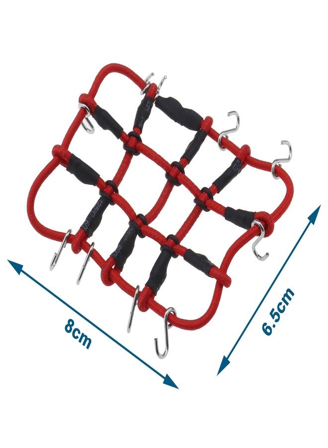 SING F LTD Remote Control Car Roof Cargo Net Compatible with Axial Gladiator Bronco 1/24 RC Crawler Elastic Car Accessories with Hooks 6.5 * 8CM, Red - Image 4
