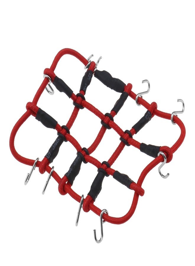 SING F LTD Remote Control Car Roof Cargo Net Compatible with Axial Gladiator Bronco 1/24 RC Crawler Elastic Car Accessories with Hooks 6.5 * 8CM, Red - Image 1