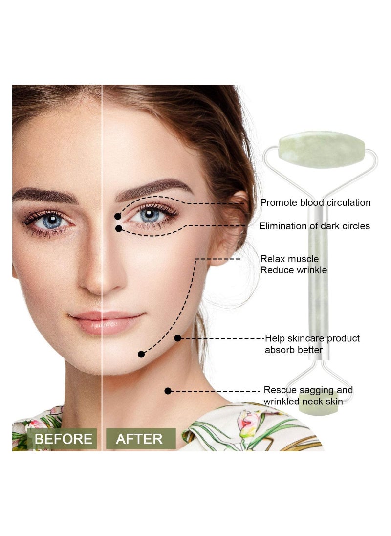 SYOSI Jade Roller for Face, Jade Roller and Gua Sha Set, 100% Real Natural Beauty Jade Facial Roller Massage Tool for Face Eyes Neck Body, for Reduces Eyes Puffiness Removes Wrinkles Skin Tightening  - Image 2