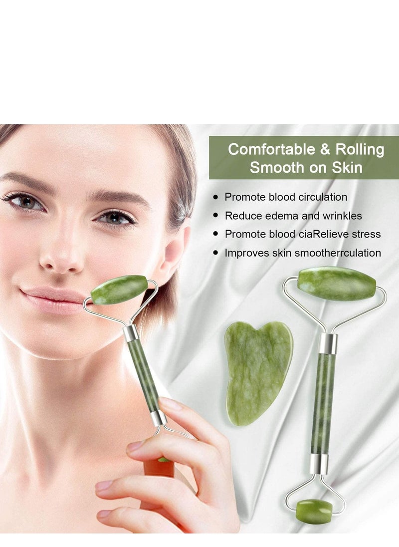 SYOSI Jade Roller for Face, Jade Roller and Gua Sha Set, 100% Real Natural Beauty Jade Facial Roller Massage Tool for Face Eyes Neck Body, for Reduces Eyes Puffiness Removes Wrinkles Skin Tightening  - Image 5