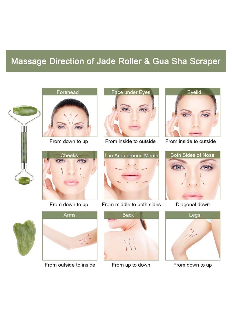 SYOSI Jade Roller for Face, Jade Roller and Gua Sha Set, 100% Real Natural Beauty Jade Facial Roller Massage Tool for Face Eyes Neck Body, for Reduces Eyes Puffiness Removes Wrinkles Skin Tightening  - Image 4