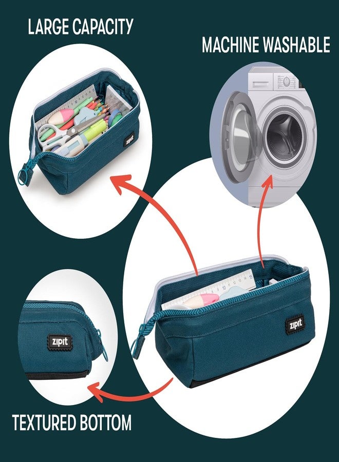 زيبيت مقلمة زيبت ليني، حقيبة بسحاب كبيرة السعة للمدرسة، حقيبة أدوات مكتبية للمراهقين والشباب والكبار، لون أزرق مخضر - Image 3