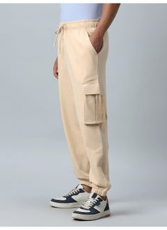 Maniac Mens Solid Beige Side Pockets Cotton Loosefit Cargo Pant  - Image 2