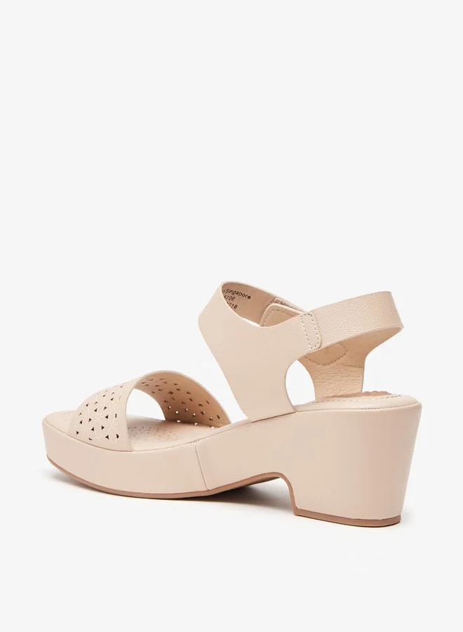 Le Confort Women's Lazer Cut Open Toe Sandals with Block Heel