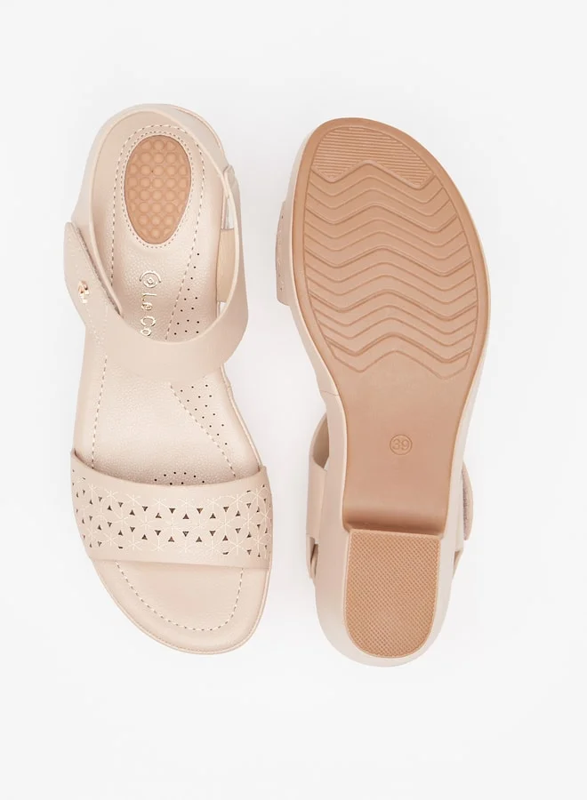 Le Confort Women's Lazer Cut Open Toe Sandals with Block Heel