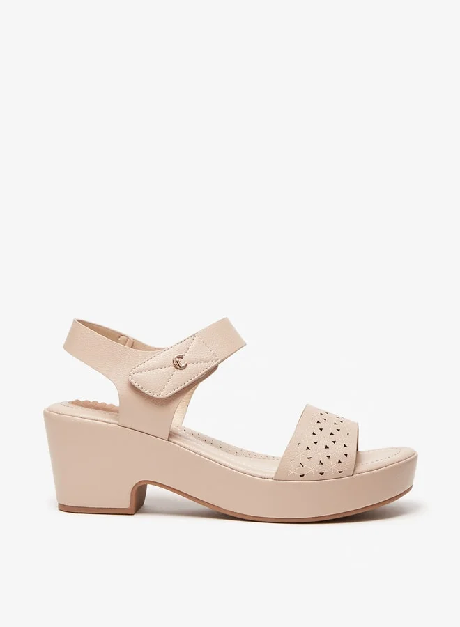 Le Confort Women's Lazer Cut Open Toe Sandals with Block Heel