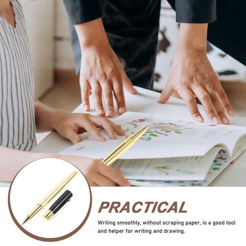 Gold Metal Gel Ink Pen Fine Tip with Replaceable Refill for Office Business Professional Use - Image 3