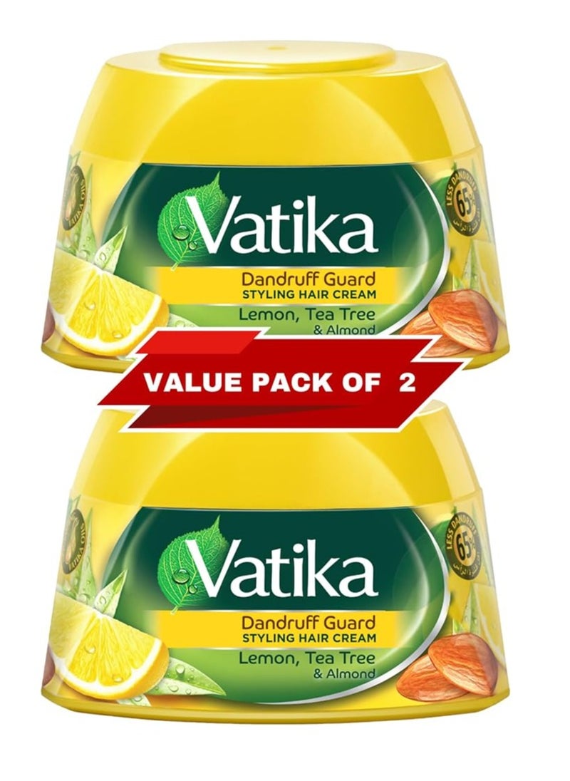 VATIKA Dandruff Guard Styling Hair Cream With Lemon,Tea Tree And Almond, Pack of 2*140ml 