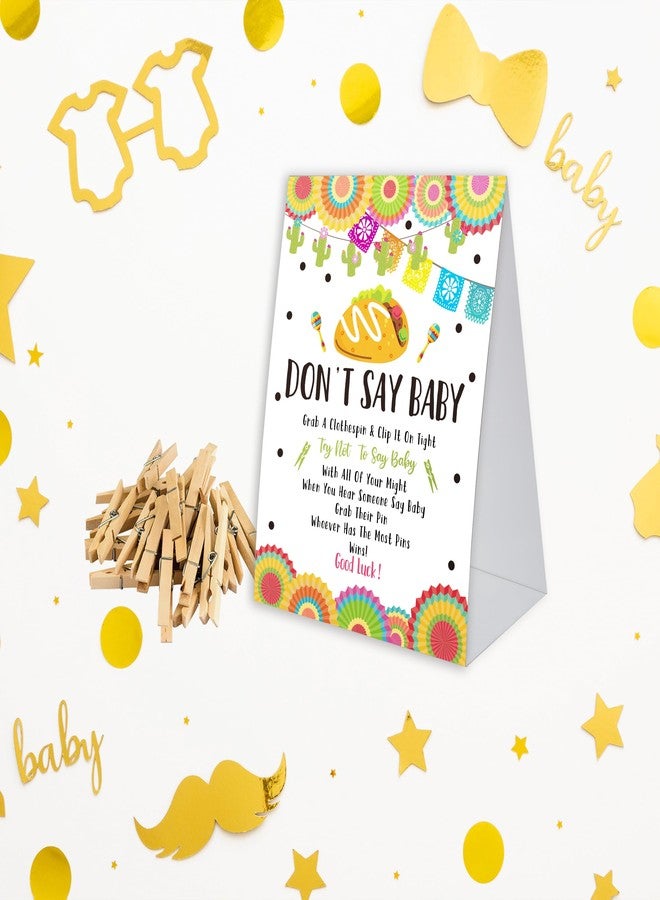 Xenseou Don't Say Baby Game for Baby Shower, 50 Wooden Clothespins and one Sign, Fiesta Taco Theme, Pins for Baby Shower Decorations, Gender Reveal Games, Baby Shower Supplies-BB16 - Image 3