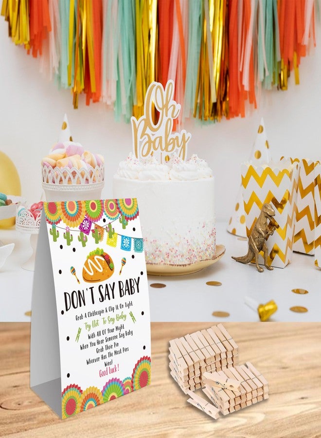 Xenseou Don't Say Baby Game for Baby Shower, 50 Wooden Clothespins and one Sign, Fiesta Taco Theme, Pins for Baby Shower Decorations, Gender Reveal Games, Baby Shower Supplies-BB16 - Image 5