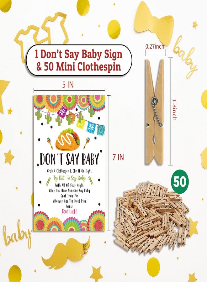Xenseou Don't Say Baby Game for Baby Shower, 50 Wooden Clothespins and one Sign, Fiesta Taco Theme, Pins for Baby Shower Decorations, Gender Reveal Games, Baby Shower Supplies-BB16 - Image 4