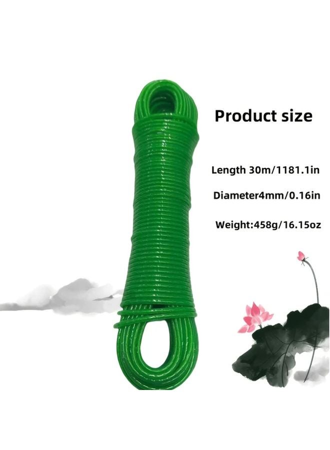 Green Plastic Coated Outdoor Clothesline 30M Long 4Mm Thick Durable Weather Resistant - Image 4