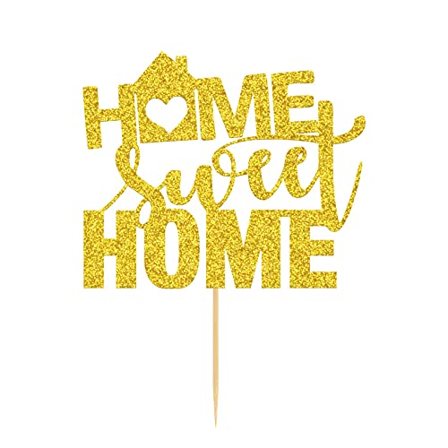 Festiko®Gold Glitter Home Sweet Home Cake Topper, New House, Welcome Back, Welcome Home Sign, Home Party Decorations Supplies - Image 2