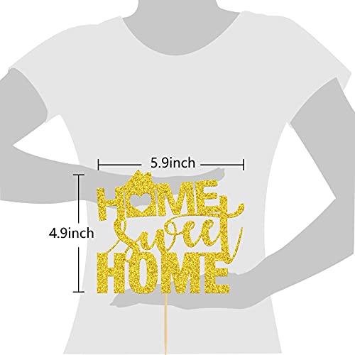 Festiko®Gold Glitter Home Sweet Home Cake Topper, New House, Welcome Back, Welcome Home Sign, Home Party Decorations Supplies - Image 3