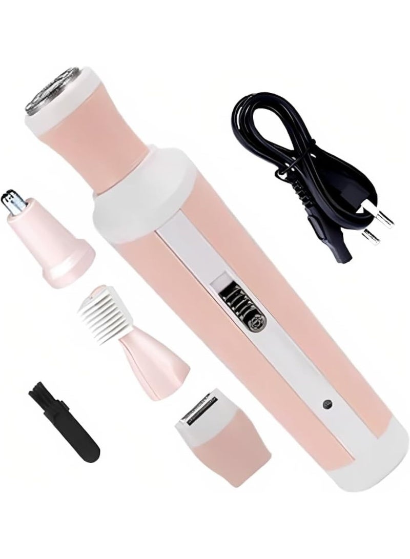 مجموعة ماكينة حلاقة 4 في 1 للنساء، مزيل شعر الجسم، اداة تشذيب الانف والحواجب، ماكينة حلاقة الجلد - Image 3