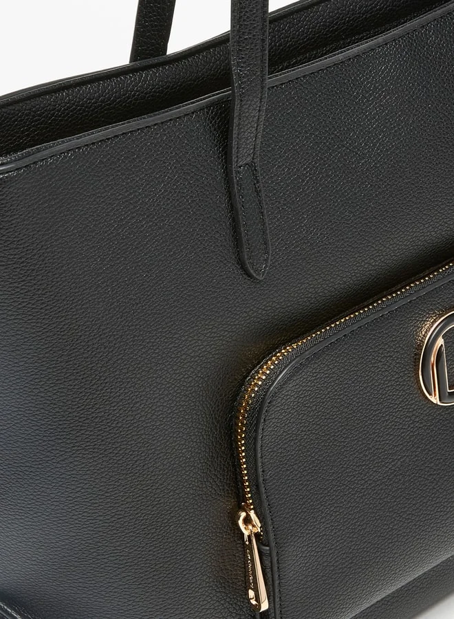 Le Confort Le Confort Solid Tote Bag with Front Pocket and Zip Closure