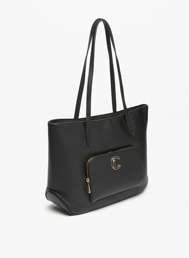 Le Confort Le Confort Solid Tote Bag with Front Pocket and Zip Closure