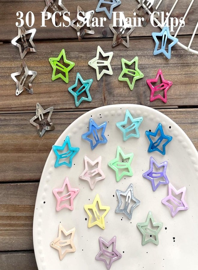 Seneeel 30 PCS 1.22" Sparkling Stars Hair Clips Snap Non Slip Clips for Girls Women Multicolor Metal Clip Star Hair Barrettes Star Hair Clips for Women - Image 4