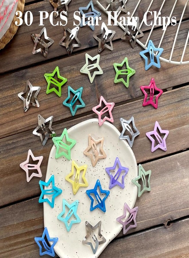 Seneeel 30 PCS 1.22" Sparkling Stars Hair Clips Snap Non Slip Clips for Girls Women Multicolor Metal Clip Star Hair Barrettes Star Hair Clips for Women - Image 5