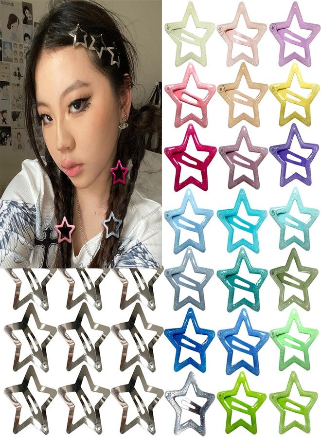 Seneeel 30 PCS 1.22" Sparkling Stars Hair Clips Snap Non Slip Clips for Girls Women Multicolor Metal Clip Star Hair Barrettes Star Hair Clips for Women - Image 1