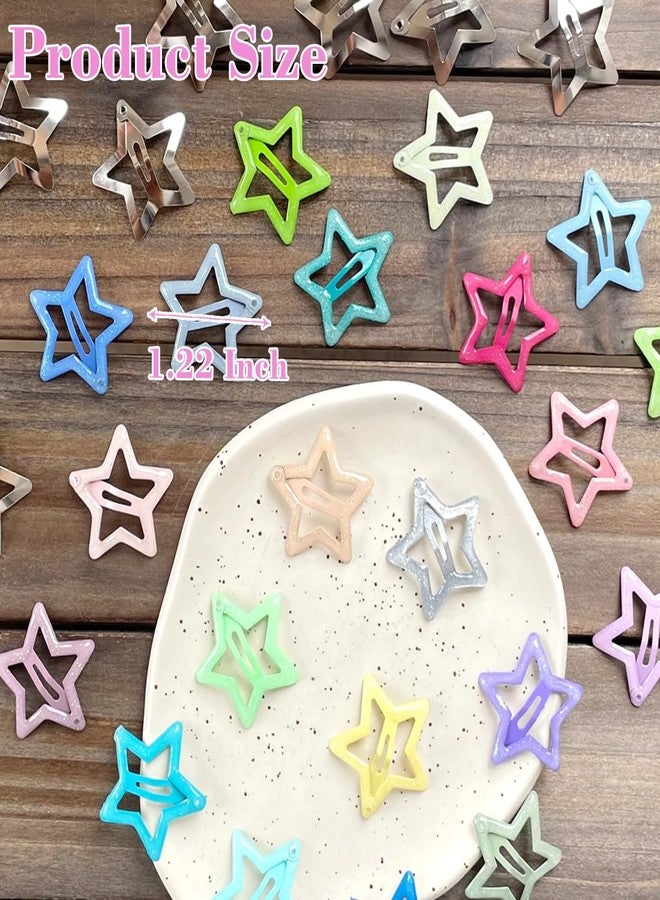 Seneeel 30 PCS 1.22" Sparkling Stars Hair Clips Snap Non Slip Clips for Girls Women Multicolor Metal Clip Star Hair Barrettes Star Hair Clips for Women - Image 2