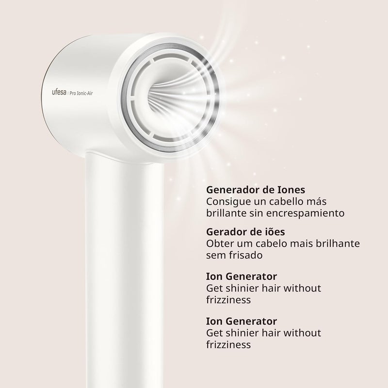 أوفيسا مجفف شعر Ufesa Pro Ionic Air، 110,000 دورة في الدقيقة، مجفف شعر احترافي، تحكم ذكي في درجة الحرارة، تدفق هواء قوي 22 م/ث، هادئ جدًا، تقنية الأيونات السالبة، ملحقات - Image 4