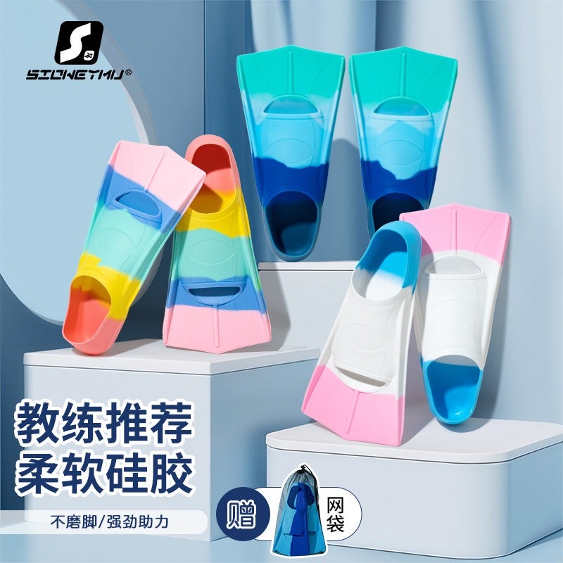 WU Professional Swimming Flippers Silicone Fins for Kids and Adults Diving Training Equipment - Image 4