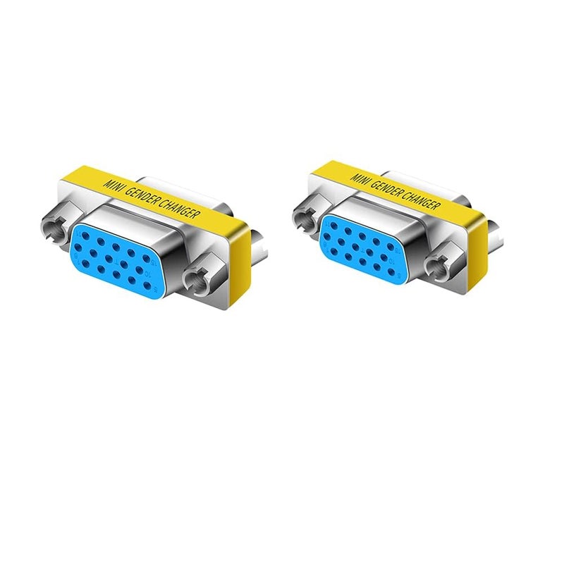MVTECH VGA 15 Pin Female to Female Mini Gender Changer, VGA 15 Pin Female Jointer 2 Pack - Image 1