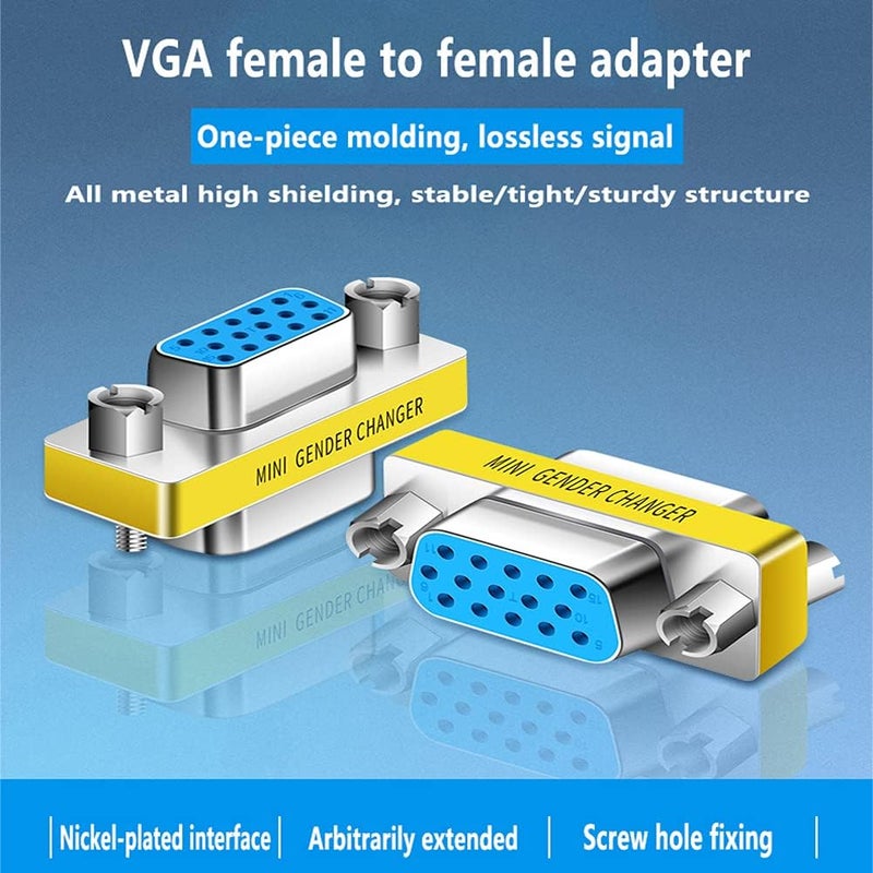 MVTECH VGA 15 Pin Female to Female Mini Gender Changer, VGA 15 Pin Female Jointer 2 Pack - Image 2