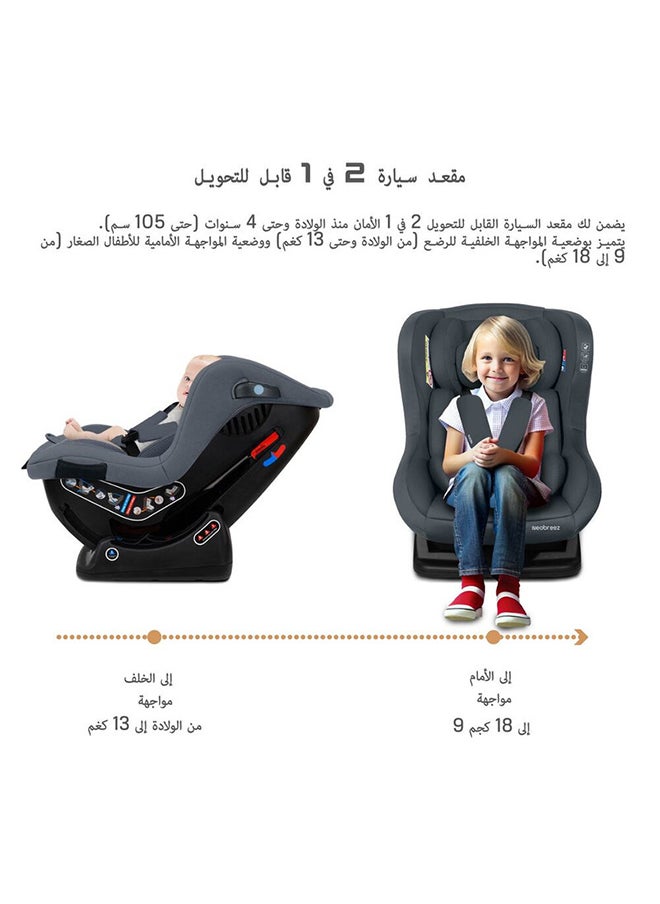 Nestii Infant/Baby/Kids Travel 2 In1 Convertible Car Seat, Ece R44, Space Saving Car Seat Reducer & Wedge, Forward Facing & Rear Facing, Slip Stopper, Injection Mold, 4 Level Recline (0-4 Years, 18Kg)