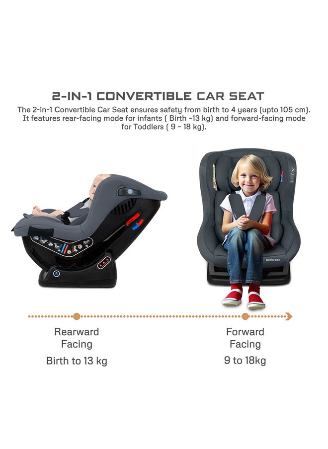 neobreez Nestii Infant/Baby/Kids Travel 2 In1 Convertible Car Seat, Ece R44, Space Saving Car Seat Reducer & Wedge, Forward Facing & Rear Facing, Slip Stopper, Injection Mold, 4 Level Recline (0-4 Years, 18Kg)  - Image 4