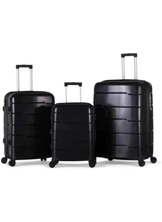 3 Piece Hard Shell Polypropylene Luggage Set, Lightweight Travel Suitcases with 360° Spinner Wheels, Secure Lock and Multiple Sizes for Business & Family Travel - Image 1
