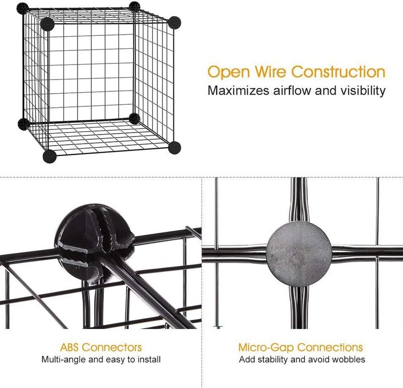 4-Cube DIY Wire Grid Bookcase, Multi Use Modular Storage Shelving Rack, Open Organizer Cabinet for Books, Toys, Clothes, Tools - Image 3
