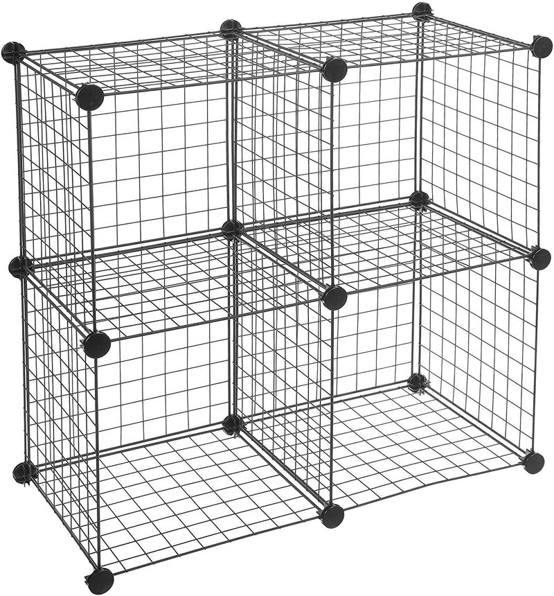4-Cube DIY Wire Grid Bookcase, Multi Use Modular Storage Shelving Rack, Open Organizer Cabinet for Books, Toys, Clothes, Tools - Image 5