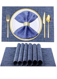 FALMER 6PCS PlaceMats for Kitchen Dining Table45X30CM-Blue  - Image 1