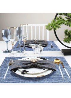 FALMER 6PCS PlaceMats for Kitchen Dining Table45X30CM-Blue  - Image 2
