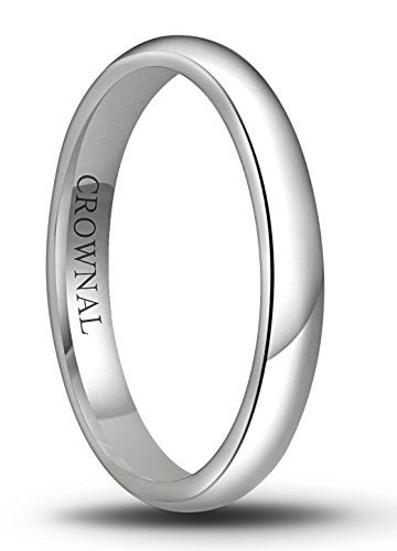CROWNAL 1mm 2mm 3mm 4mm 5mm 6mm 7mm 8mm Tungsten White/Yellow Gold/Rose Gold Plated Wedding Band Ring Men Women Plain Dome Polished Comfort Fit Size 3 to 17(White 3mm,10) - Image 1