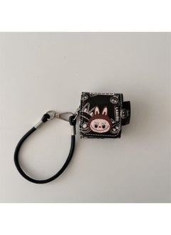 Cartoon Leather Labu AirpodsPro2 Generation Applicable To 1/2/3/4 Generation For Apple Wireless Bluetooth Headset Case-Color:Black Leather Cloth Earphone Cover + Lanyard-Applicable Models:Airpods Pro