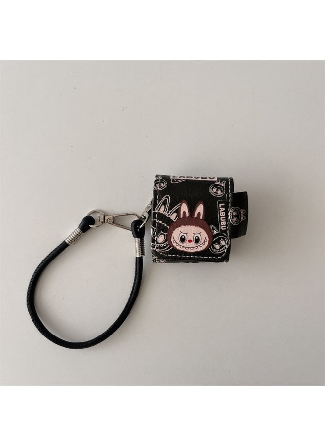 Generic - Cartoon Leather Labu AirpodsPro2 Generation Applicable To 1/2/3/4 Generation For Apple Wireless Bluetooth Headset Case-Color:Black Leather Cloth Earphone Cover + Lanyard-Applicable Models:Airpods Pro - Image 1