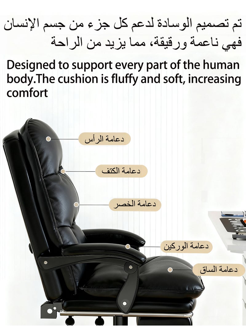 ويمارت كرسي مكتب كرسيكرسي،مكاتب وكراسي تنفيذية،مكتب وكرسي كمبيوتر مريحان،كرسي جلدي قابل للتنفس،كرسي كمبيوتر دوار مع مسند للساقين للمنزل والمكتب،أسود - Image 4