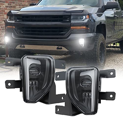 4X4FLSTC LED Fog Lights Assembly Compatible with 2016 2017 2018 Chevy Silverado 1500 models DOT Bumper Driving Lights Fog Lamps Replacement with DRL Halo Black - Image 1
